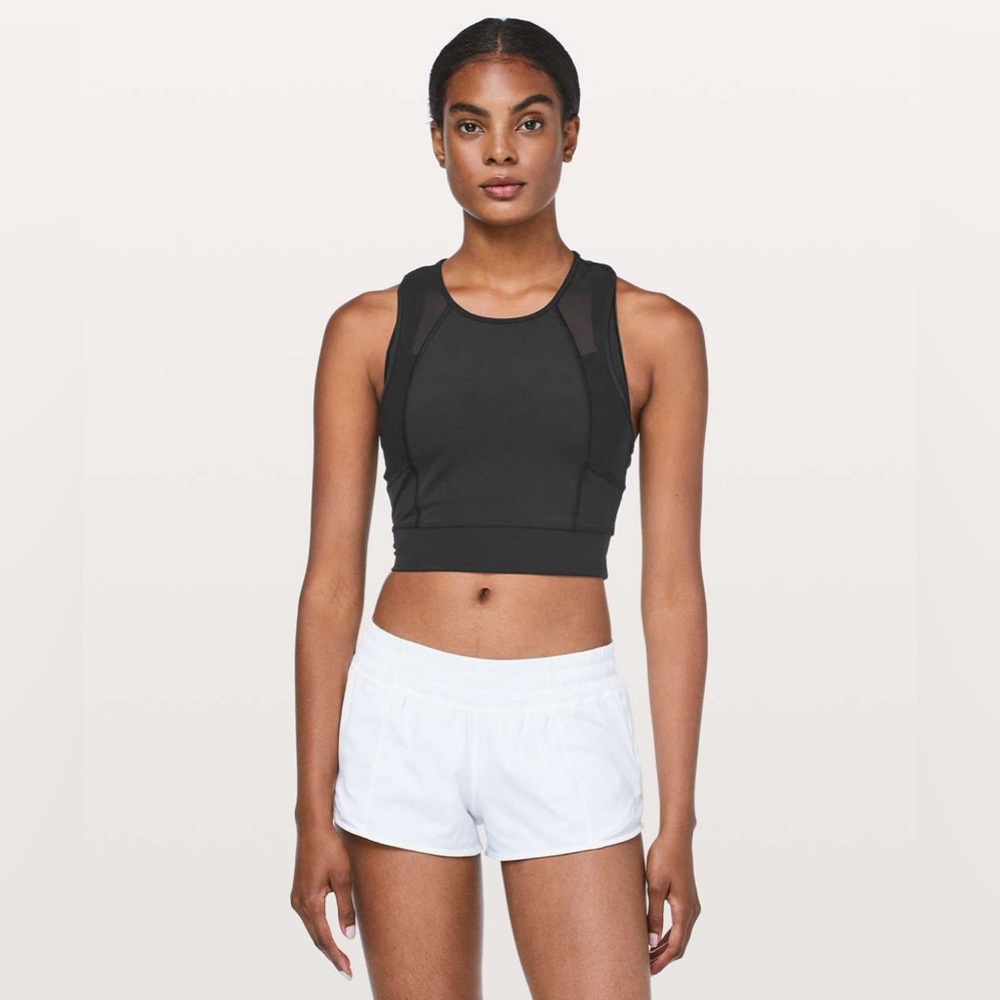 Lululemon Size 6 Laser Speed Train Tank Black Crop Luxtreme Mesh Run Yoga Tennis